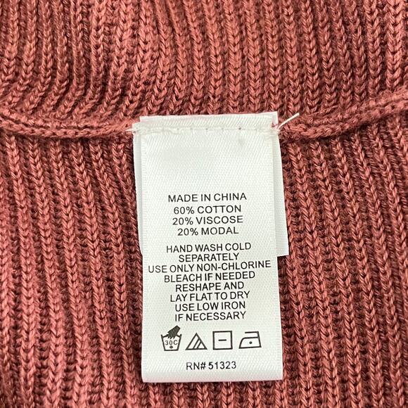 1.State V-Neck Ribbed Balloon Sleeve Terracotta Brown Oversize Sweater Large NWT - Picture 10 of 12